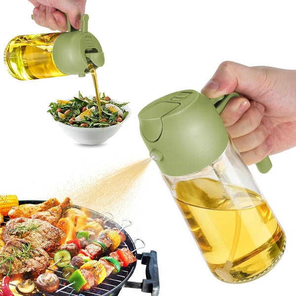 Oil Dispenser Bottle for Kitchen, 2 in 1 Olive Oil Dispenser and Oil Sprayer, 470ml Olive Oil Bottle