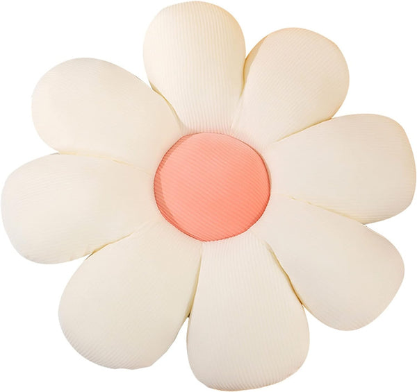 Pillow Cushion Daisy Flower Pillow Cute Room Decoration Girl Flower Plush Reading Leisure Comfort Pillow Flower Pillow Cushion (White) Shell Star Creations