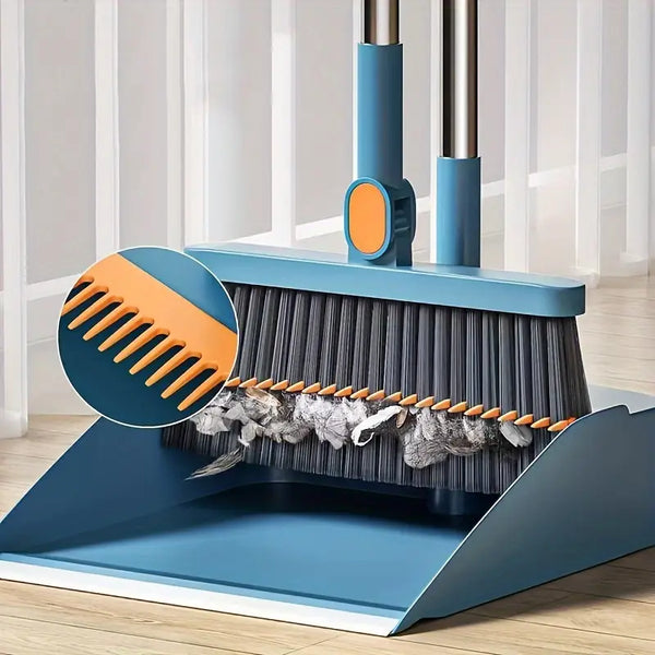 1 Set, Household Broom And Dustpan Set, Durable Sweeping Broom And Dustpan With Long Handle, Creative Dustpan With Comb Tooth BEST DAILY DEALS