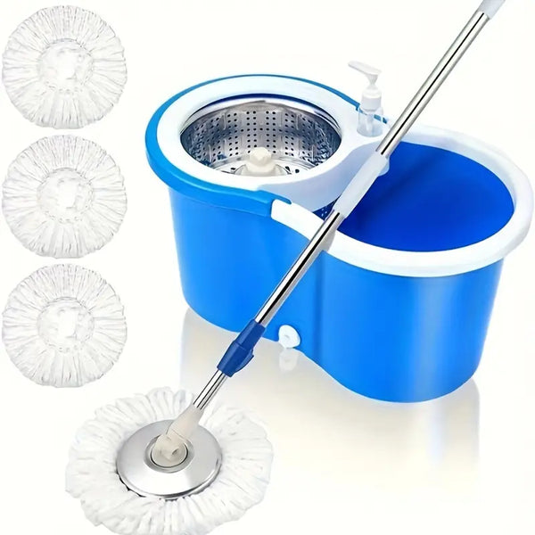 Mop and Bucket with Wringer Set, Spin Mop with 3 Washable Microfiber Pads, Floor Mop Bucket