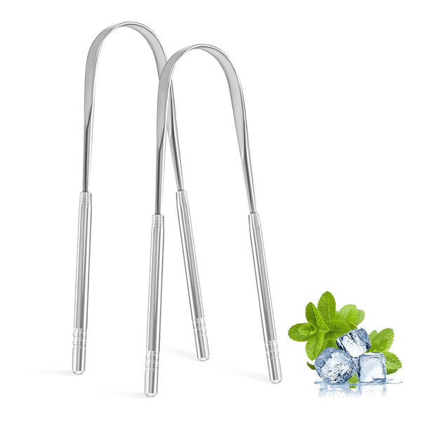 2 Pack Tongue Scraper, Metal Tongue Scraper for adults, Stainless Steel Tongue Scrapers Shell Star Creations
