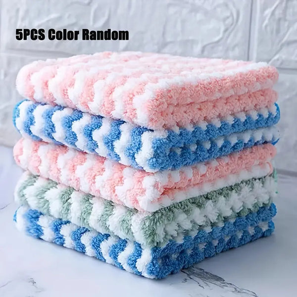 5-Pack Ultra-Soft, Fade-Resistant Microfiber Dish Cloths - Super Absorbent, Machine Washable, and Quick-Drying Towels for Kitchen