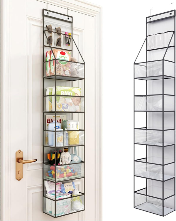 6-Shelf Over Door Hanging Pantry Organizer Hanging Storage with Clear Plastic Pockets Behind The Door Storage Organizer Shell Star Creations
