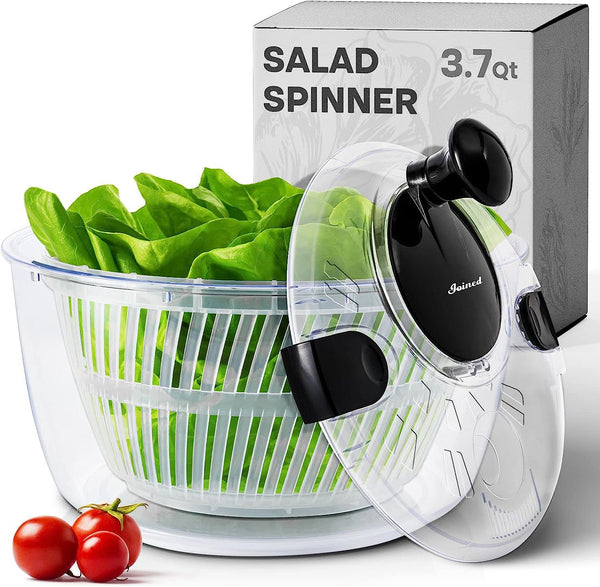 Salad Spinner with Drain, Bowl, and Colander - Quick and Easy Multi-Use Lettuce Spinner, Vegetable Dryer - 3.7 Qt Shell Star Creations