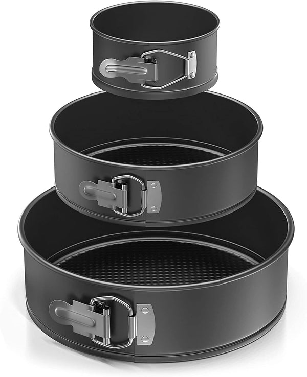 Cake Pan Set Of 3 (4 7 9 Inch) - Round Nonstick Baking Pans Spring Form For Cheesecake, Tier Wedding Cakes, And More - Removable Bottom, Leakproof Shell Star Creations