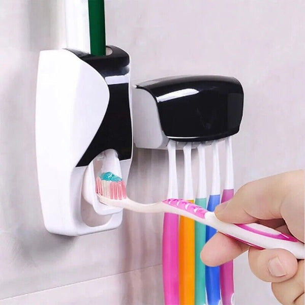 2PCS Automatic Toothpaste Dispenser & Toothbrush Holder Set Wall Mount Dust-proof Set Shell Star Creations