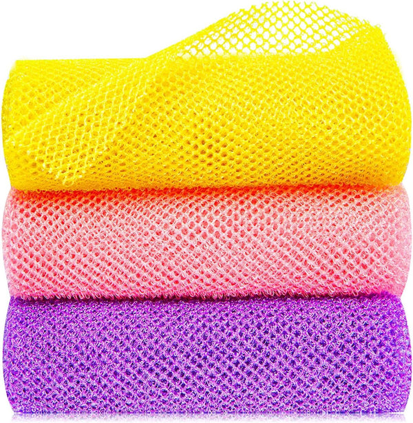 3 Pcs African Net Sponge African Bath Sponge Long Net Body Scrubber Shell Star Creations