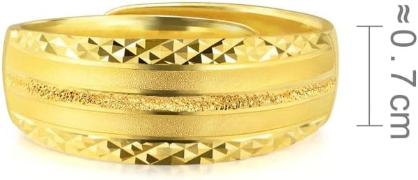 CHOW SANG SANG 999.9 24K Solid Gold Price-by-Weight 3.36g Gold Modern Stripe Band Ring for Women 82819R | Size Adjustable
