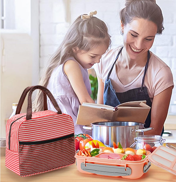 1300ML Bento Box Lunch Box Kit, Japanese Bento Box Set 4 Compartments w/Lunch Bag Sauce Can, Cake Cups, Fruit Picks, Snack Bags...Leakproof Lunch Container Lunch Bag for Kids Adults (Pink) Shell Star Creations