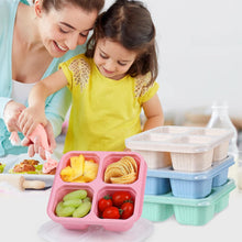 4 Pack Bento Snack Containers Set， 4 Compartment Food Storage Containers Wheat Straw Meal Prep Lunch Box BEST DAILY DEALS