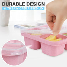 4 Pack Bento Snack Containers Set， 4 Compartment Food Storage Containers Wheat Straw Meal Prep Lunch Box BEST DAILY DEALS