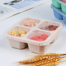 4 Pack Bento Snack Containers Set， 4 Compartment Food Storage Containers Wheat Straw Meal Prep Lunch Box BEST DAILY DEALS