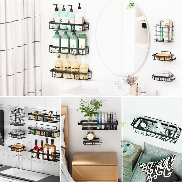 5-pack Shower Caddy, Bathroom Shower Organizers, Black Shower Shelves for Inside Shower with Soap Caddy & Toothbrush Holder