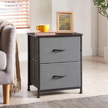 Nightstand Set of 2, Small Dresser for Bedroom with 2 Drawers, Bedside Table Night Stand End Table with Fabric Bins