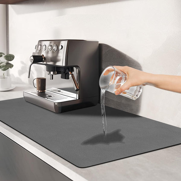 Dish Drying Mats for Kitchen Counter Coffee Mat Under Sink Mats for Kitchen(Dark Grey, 19x12 Inch) Shell Star Creations