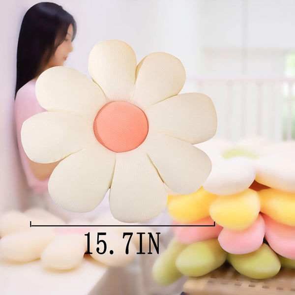 Pillow Cushion Daisy Flower Pillow Cute Room Decoration Girl Flower Plush Reading Leisure Comfort Pillow Flower Pillow Cushion (White) Shell Star Creations