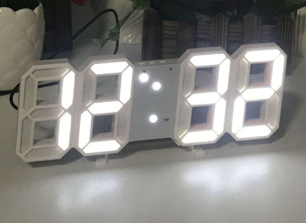 3D Digital LED Big Wall Desktop Alarm Clock Snooze 12/24 Hours Auto Brightness Shell Star Creations