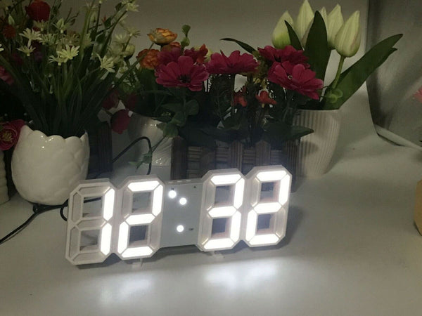 3D Digital LED Big Wall Desktop Alarm Clock Snooze 12/24 Hours Auto Brightness Shell Star Creations