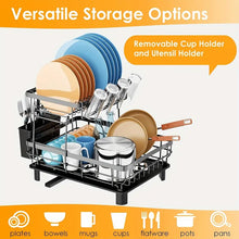2-Layer Dish Drying Rack - Spacious Kitchen Counter Storage with Efficient Metal Bowl and Dish Drying