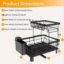 2-Layer Dish Drying Rack - Spacious Kitchen Counter Storage with Efficient Metal Bowl and Dish Drying