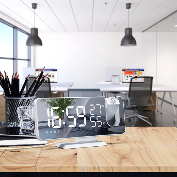 7.5" LED Digital Projector Projection Snooze Dual Alarm Clock FM Radio Timer USB Shell Star Creations