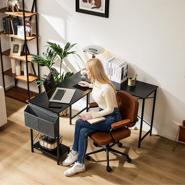 L Shaped Computer Desk - Gaming Table Corner Desk 50 Inch PC Writing Desk Study Desks with Wooden Desktop CPU Stand Side Bag