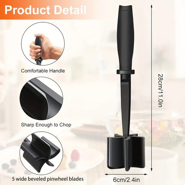 2pcs Heat-Resistant Nylon Meat Chopper Set - Non-Slip Handle, Multifunctional Hamburger Masher, Non-Stick Mix Chopper
