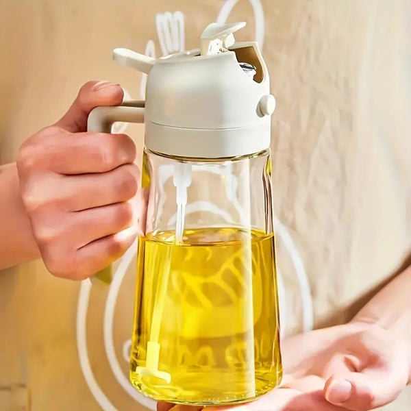 Oil Dispenser Bottle for Kitchen, 2 in 1 Olive Oil Dispenser and Oil Sprayer, 470ml Olive Oil Bottle