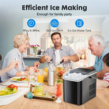 Portable Ice Maker Countertop with Ice Scoop, Basket and Handle, 9 Ice Cubes in 6 Minutes, 26.5lbs/24Hrs, Self-Cleaning with 2 Sizes of Ice