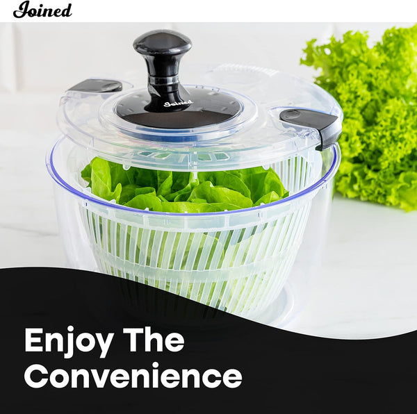 Salad Spinner with Drain, Bowl, and Colander - Quick and Easy Multi-Use Lettuce Spinner, Vegetable Dryer - 3.7 Qt Shell Star Creations