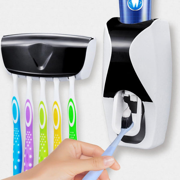 2PCS Automatic Toothpaste Dispenser & Toothbrush Holder Set Wall Mount Dust-proof Set Shell Star Creations